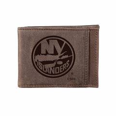 Front Pocket Wallet w/ RFID Blocking, New York Islanders, Brown - NHL Home