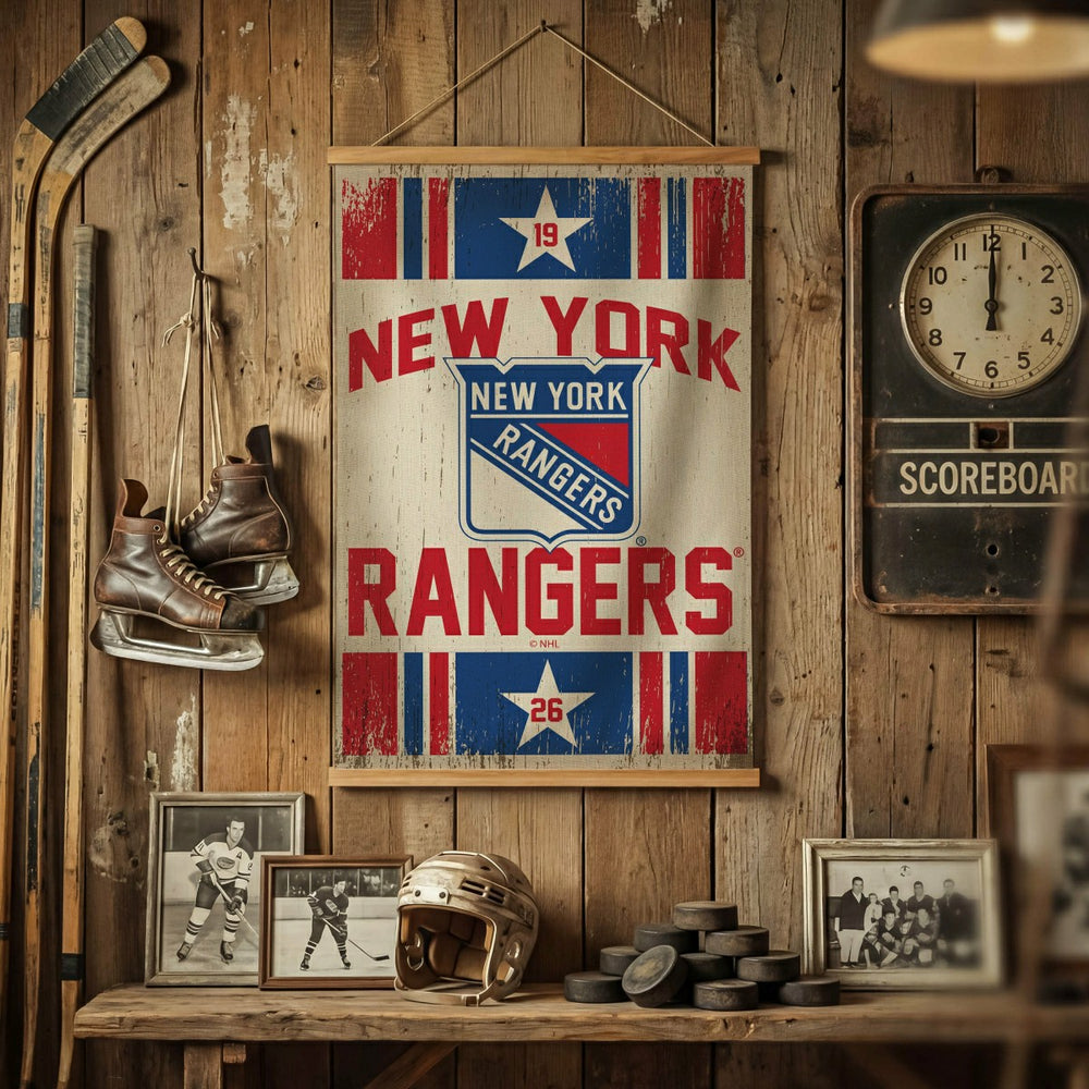 New York Rangers, Canvas Wall Tapestry, Medium, 36x24 - NHL Home