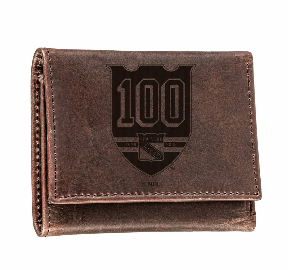 New York Rangers, 100 Anniversary Wallet, Tri-fold, Brown - NHL Home