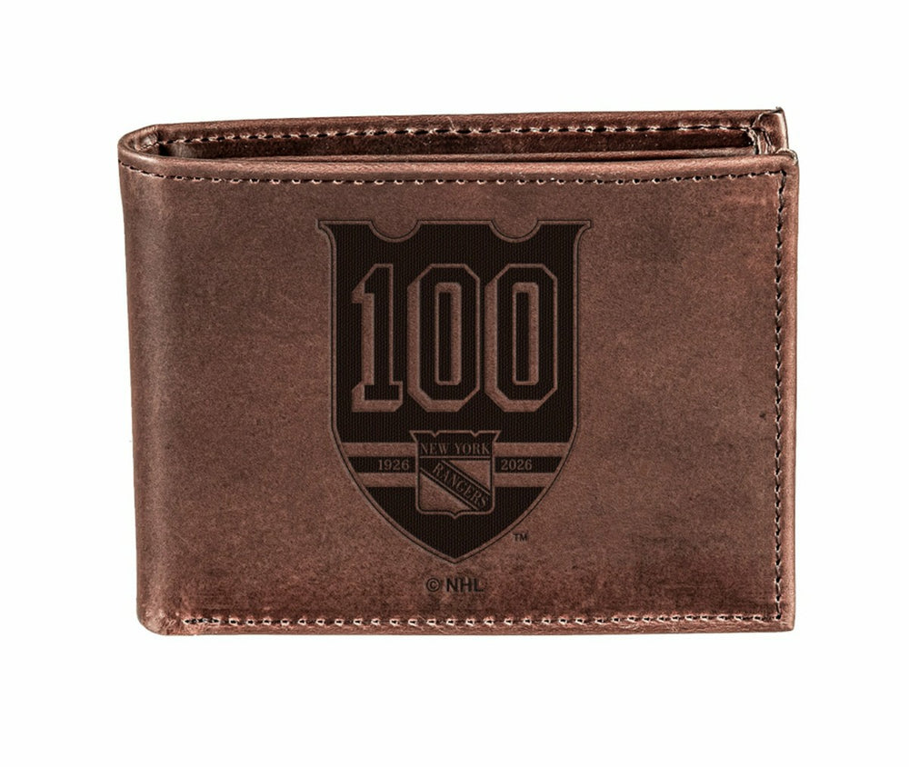 New York Rangers, 100 Anniversary Wallet, Bi-fold, Brown - NHL Home
