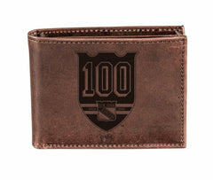 New York Rangers, 100 Anniversary Wallet, Bi-fold, Brown - NHL Home