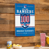 New York Rangers,100 Anniversary Wood Wall Sign, 16x24 - NHL Home