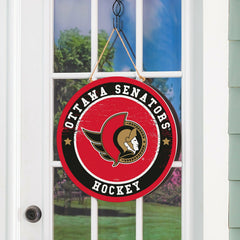 Ottawa Senators Round Door Décor with Hanging Rope, 18x18 - NHL Home