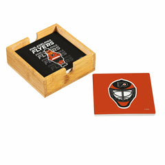 Philadelphia Flyers Ceramic Coasters Set, 4pcs with Wood Caddy - NHL Home