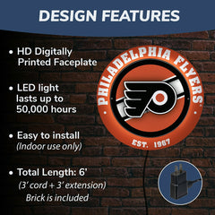 Philadelphia Flyers, Metal Lite, Round - NHL