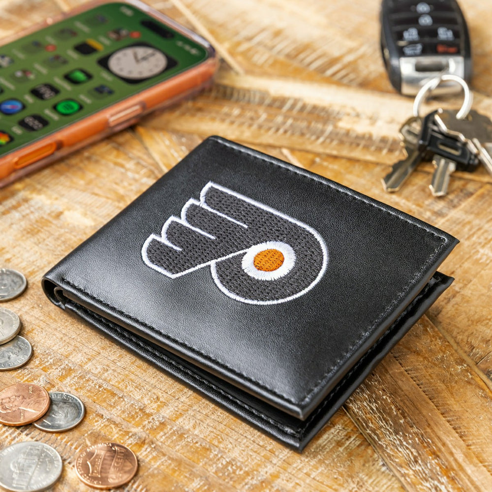 Philadelphia Flyers Black Bi-Fold Embroidered Wallet - NHL Home