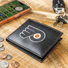 Philadelphia Flyers Black Bi-Fold Embroidered Wallet - NHL Home