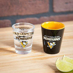 Pittsburgh Penguins 4-Piece Ceramic and Glass 2oz. Shot Glass Set - NHL Home