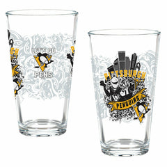Pittsburgh Penguins 16oz Glass pint, Set of 2 - NHL Home