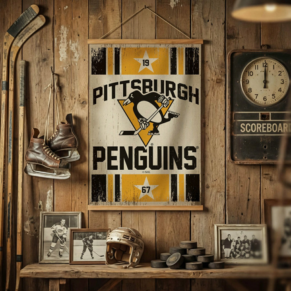 Pittsburgh Penguins, Canvas Wall Tapestry, Medium, 36x24 - NHL Home