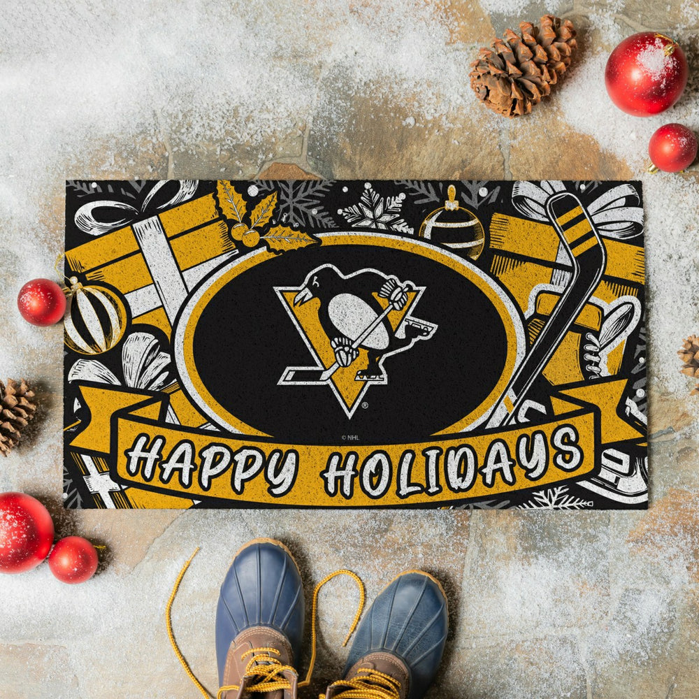 Pittsburgh Penguins Holiday PVC Mat, 28"x16" - NHL