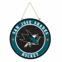 San Jose Sharks Round Door Décor with Hanging Rope, 18x18 - NHL Home