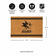 San Jose Sharks Large One Color Coir Mat, 36"x24" - NHL