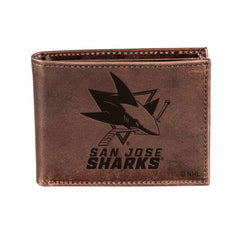 San Jose Sharks, Bi-Fold Wallet, Brown, CH, 100% Genuine Leather - NHL Home