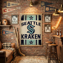 Seattle Kraken, Canvas Wall Tapestry, Large, 54x37 - NHL Home