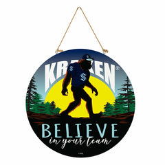 Seattle Kraken Bigfoot Round Door Décor with Hanging Rope, 18x18 - NHL Home