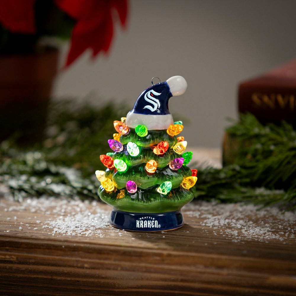 4" Mini LED Tabletop Christmas Tree, Set of 2, Seattle Kraken - NHL Home