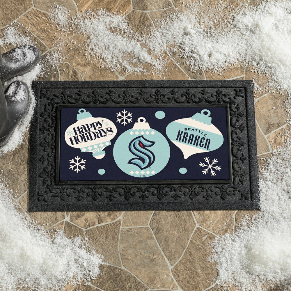 Seattle Kraken Holiday Flocked Coir Sassafras Switch Mat, 22"x10" - NHL