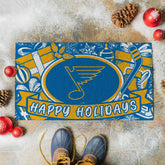 St Louis Blues Holiday PVC Mat, 28"x16" - NHL