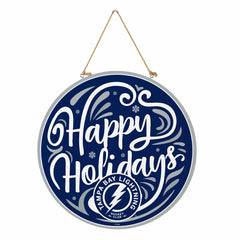 Tampa Bay Lightning Holiday Round Door Décor with Hanging Rope, 18x18 - NHL Home