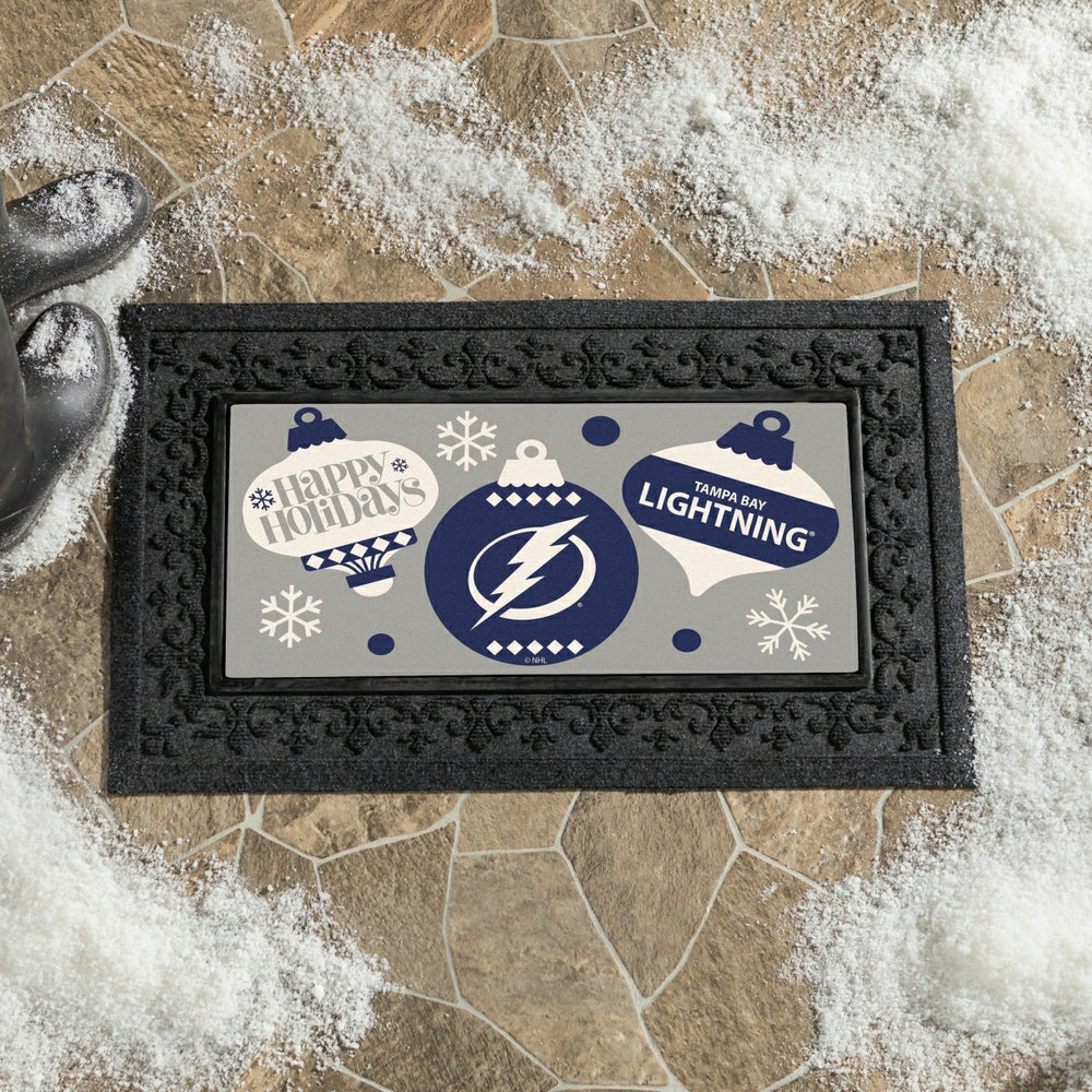 Tampa Bay Lightning Holiday Flocked Coir Sassafras Switch Mat, 22"x10" - NHL