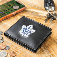 Toronto Maple Leafs Black Bi-Fold Embroidered Wallet w/ RFID Blocking - NHL Home