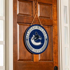 Vancouver Canucks Round Door Décor with Hanging Rope, 18x18 - NHL Home