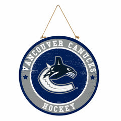 Vancouver Canucks Round Door Décor with Hanging Rope, 18x18 - NHL Home