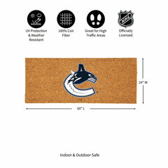 Vancouver Canucks Extra Large Full Color Coir Mat, 60"x24" - NHL