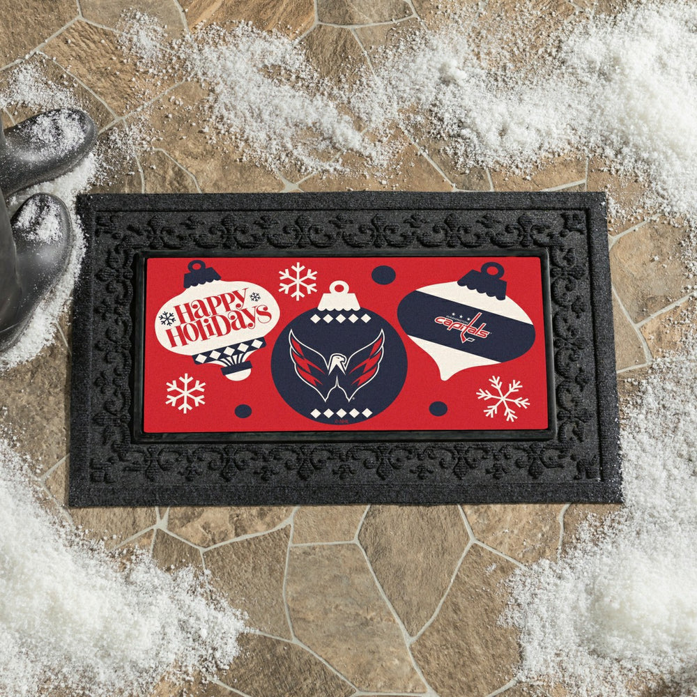 Washington Capitals Holiday Flocked Coir Sassafras Switch Mat, 22"x10" - NHL