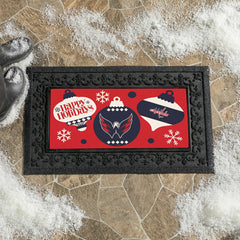 Washington Capitals Holiday Flocked Coir Sassafras Switch Mat, 22"x10" - NHL