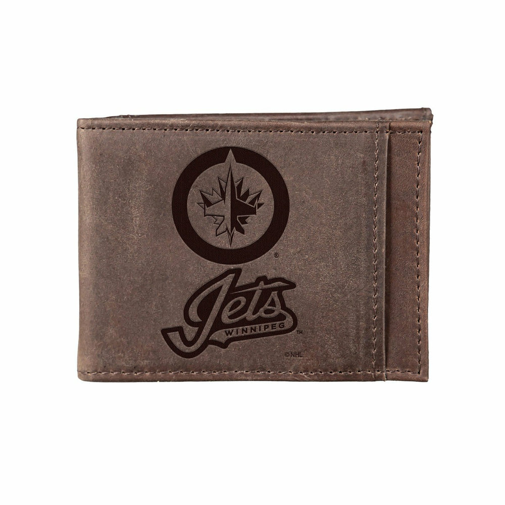 Front Pocket Wallet w/ RFID Blocking, Winnipeg Jets, Brown - NHL Home