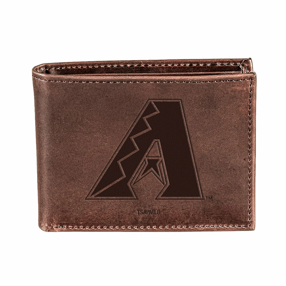 Arizona Diamondbacks Bi-Fold Wallet Brown 100% Genuine Leather - MLB Home