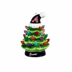 Atlanta Braves 4" Mini LED Tabletop Christmas Tree, Set of 2 - MLB Home