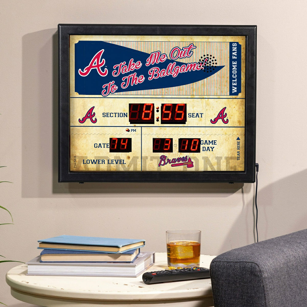 Bluetooth Scoreboard Wall Clock, Atlanta Braves - MLB Home