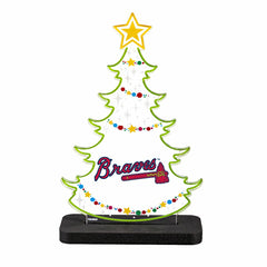 Atlanta Braves Baseball Holiday Tree Desklite LED Decor - MLB Home