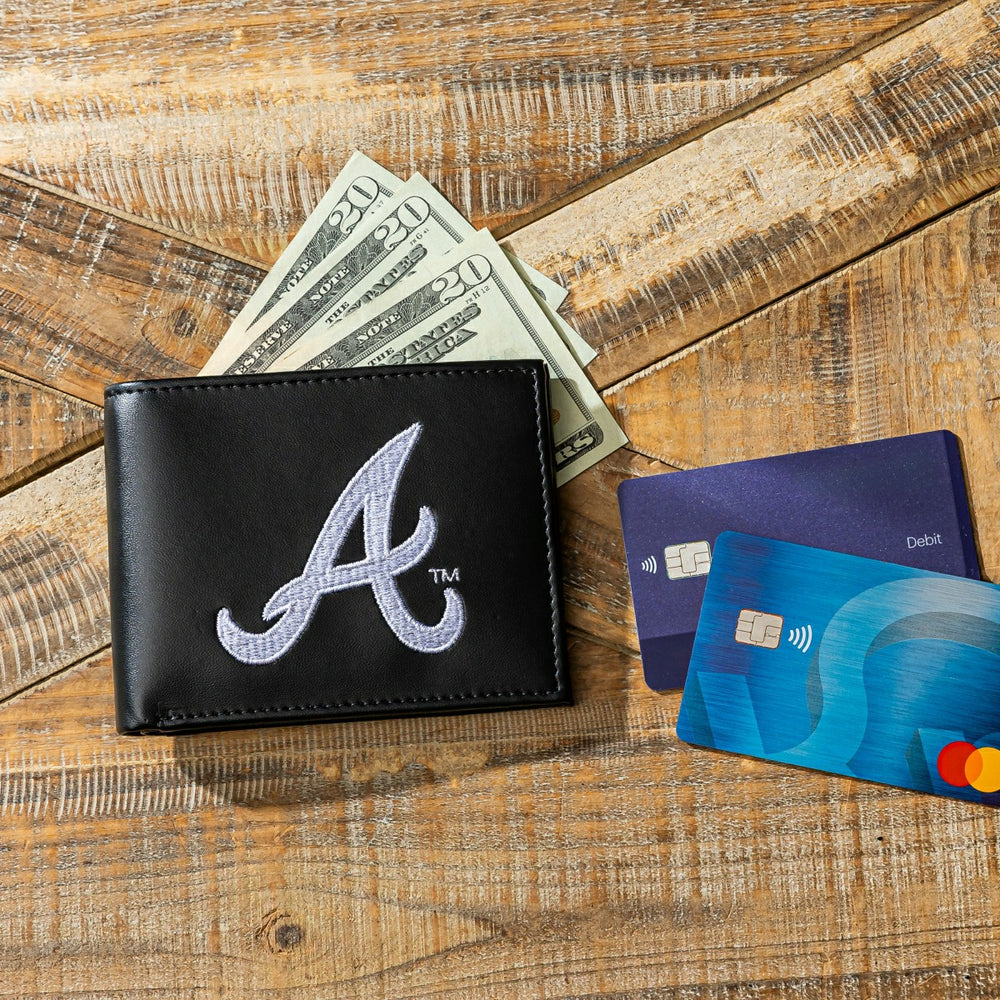 Atlanta Braves Black Bi-Fold Embroidered Wallet w/ RFID Blocking - MLB Home