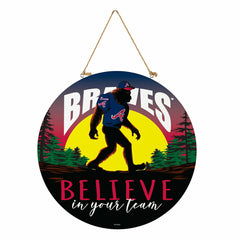 Atlanta Braves Bigfoot Round Door Décor with Hanging Rope, 18x18 - MLB Home