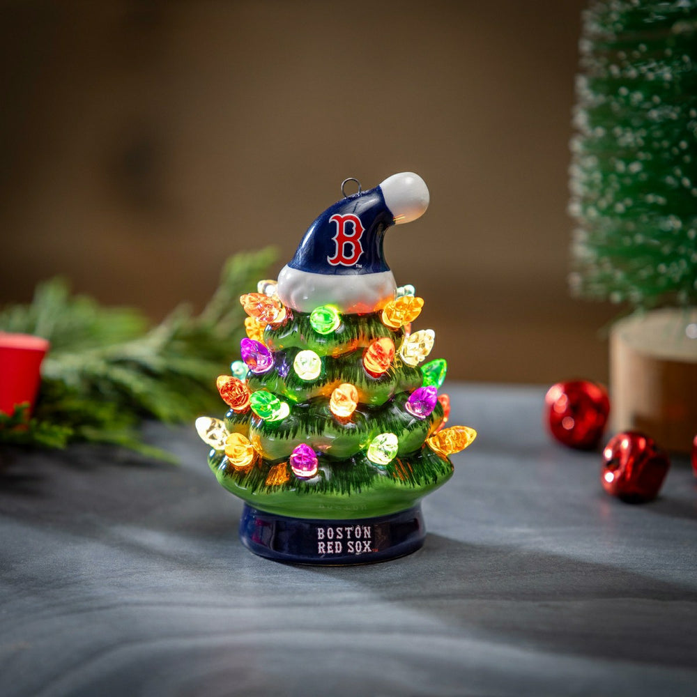 Boston Red Sox 4" Mini LED Tabletop Christmas Tree, Set of 2 - MLB Home