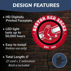 Boston Red Sox, Metal Lite, Round - MLB