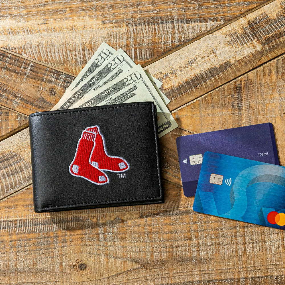 Boston Red Sox Black Bi-Fold Embroidered Wallet w/ RFID Blocking - MLB Home