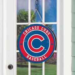 Chicago Cubs Round Door Décor with Hanging Rope, 18x18 - MLB Home