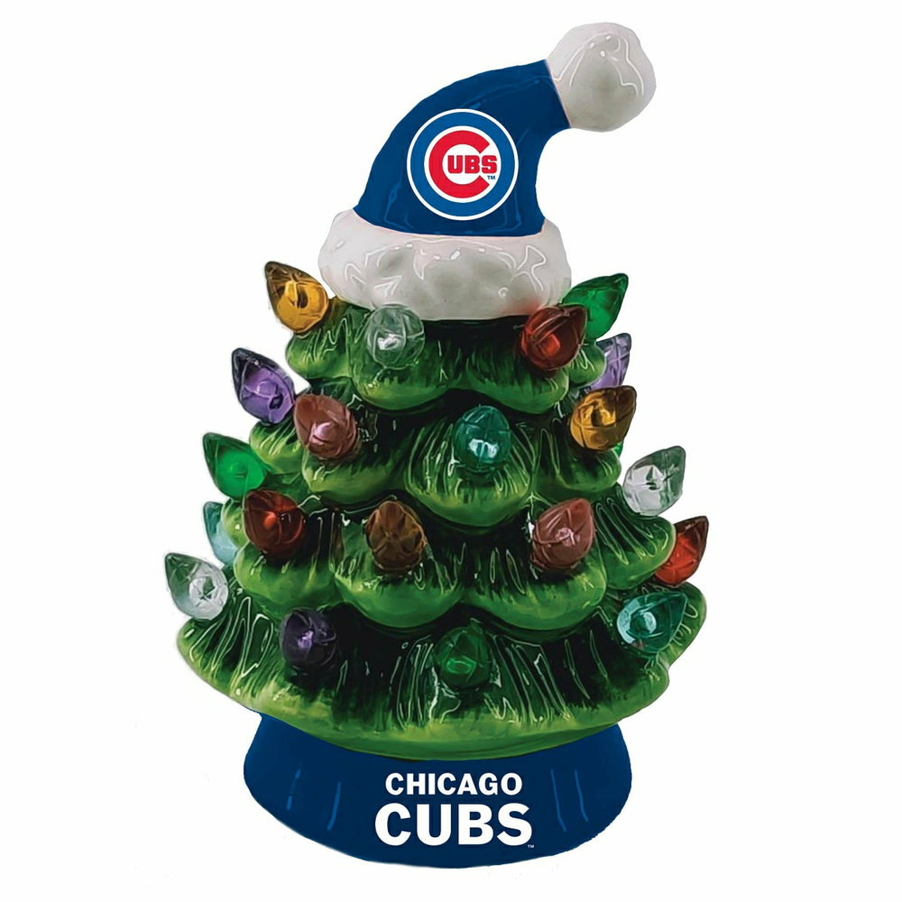 Chicago Cubs 8" LED Ceramic Christmas Tree - MLB Home