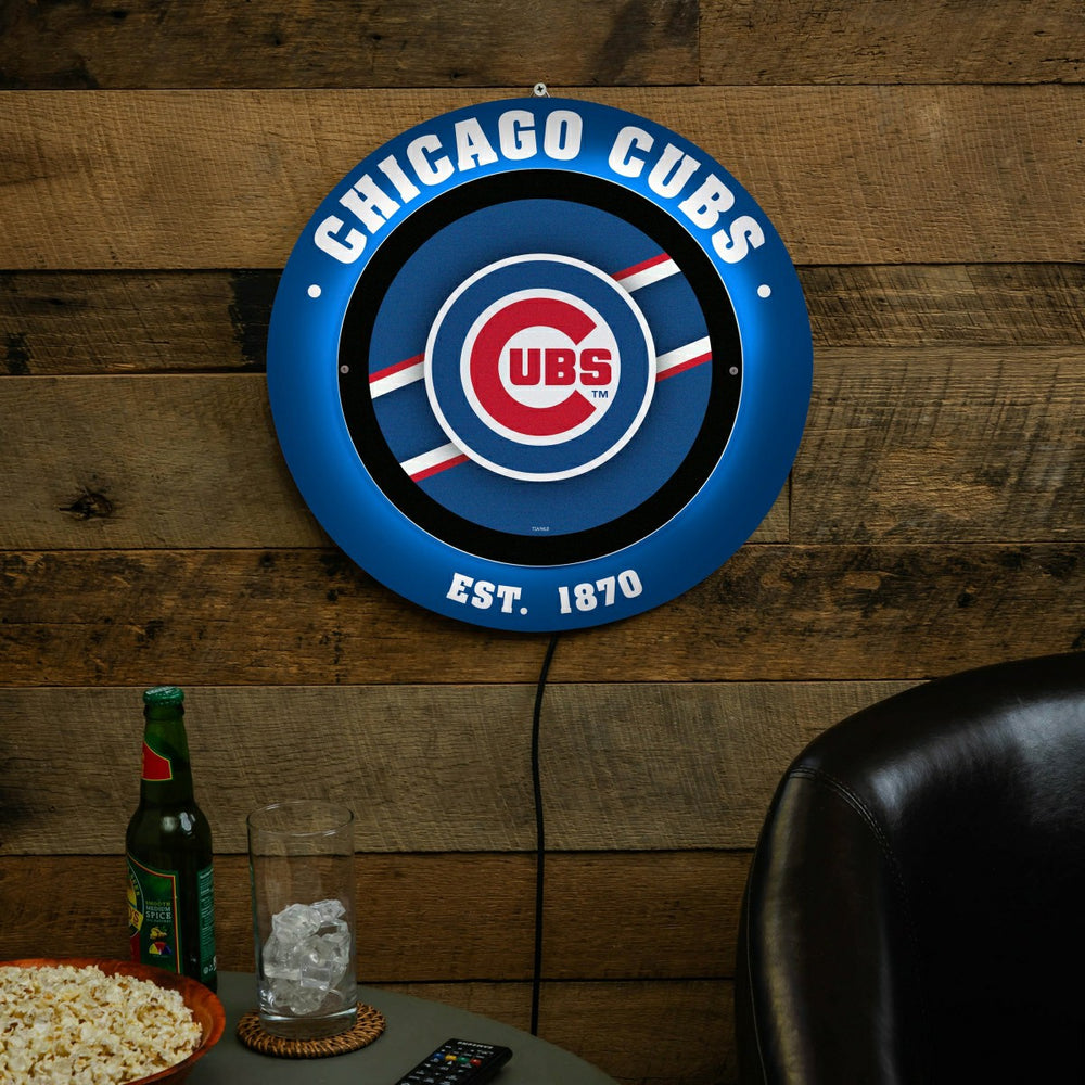 Chicago Cubs, Metal Lite, Round - MLB