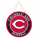 Cincinnati Reds Round Door Décor with Hanging Rope, 18x18 - MLB Home