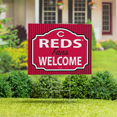 Cincinnati Reds Coroplast Yard Sign, "Fans Welcome" - MLB Home