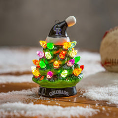 Colorado Rockies 4" Mini LED Tabletop Christmas Tree, Set of 2 - MLB Home