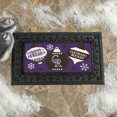 Colorado Rockies Holiday Flocked Coir Sassafras Switch Mat, 22"x10" - MLB
