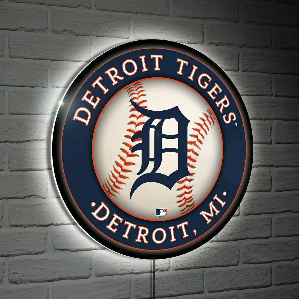 Detroit Tigers Baseball Large Round Edgelite LED Decor - MLB Home