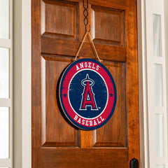 Los Angeles Angels Round Door Décor with Hanging Rope, 18x18 - MLB Home